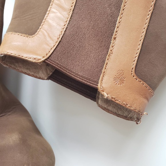 Tommy Bahama Leather Chunky Platform Wedge Booties Tan & Brown Size 9 - Picture 3 of 9